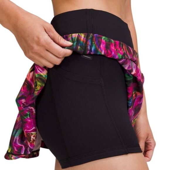 Lululemon Pace Rival Mid Rise Skirt Hyper Flow Pink Multi / Black - Picture 3 of 16